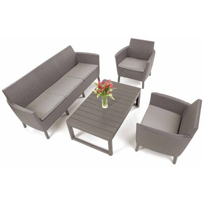 Keter Zestaw Ogrodowy Salemo 3w1 Lyon (Sofa 3-Osobowa + 2 Fotele + Podnoszony Stół) Cappucino Keter Zestaw Ogrodowy Salemo 3w1 Lyon (Sofa 3-Osobowa + 2 Fotele + Podnoszony Stół) Cappucino