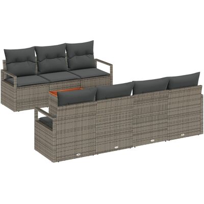 Zestaw ogrodowy vidaXL 7-częściowy z poduszkami Szary Poli Rattan Akacja, Sofa ogrodowa vidaXL 2-osobowa z poduszkami Szary Poli Rattan Zestaw ogrodowy vidaXL 7-częściowy z poduszkami Szary Poli Rattan Akacja, Sofa ogrodowa vidaXL 2-osobowa z poduszkami Szary Poli Rattan