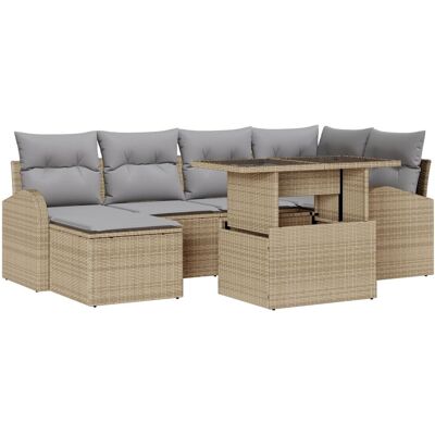 Zestaw ogrodowy vidaXL z 7 elementami z poduszkami Beżowy PE Rattan, Dwuosobowa sofa ogrodowa vidaXL z miejscem na przechowywanie i poduszkami Beżow.. Zestaw ogrodowy vidaXL z 7 elementami z poduszkami Beżowy PE Rattan, Dwuosobowa sofa ogrodowa vidaXL z miejscem na przechowywanie i poduszkami Beżow..