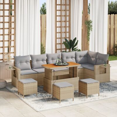 vidaXL Zestaw Sof na Ogród 10 pcs Beżowy 289 x 124 x 85 c vidaXL Zestaw Sof na Ogród 10 pcs Beżowy 289 x 124 x 85 c