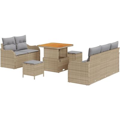 Zestaw sof ogrodowych 8-częściowych vidaXL z poduszkami Beżowy Poli Rattan Akacja, Sofa ogrodowa 2-osobowa vidaXL z poduszkami Beżowa Poli Rattan, Z.. Zestaw sof ogrodowych 8-częściowych vidaXL z poduszkami Beżowy Poli Rattan Akacja, Sofa ogrodowa 2-osobowa vidaXL z poduszkami Beżowa Poli Rattan, Z..