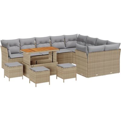 Zestaw sof ogrodowych vidaXL 13 częściowy z poduszkami Beżowy Rattan Akacja, Zestaw jadalniany vidaXL 4 częściowy z poduszkami Beżowy Rattan Akacja Zestaw sof ogrodowych vidaXL 13 częściowy z poduszkami Beżowy Rattan Akacja, Zestaw jadalniany vidaXL 4 częściowy z poduszkami Beżowy Rattan Akacja