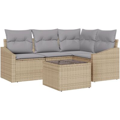 Zestaw Sof Ogrodowych vidaXL 5 elementów Beżowy Rattan Zestaw Sof Ogrodowych vidaXL 5 elementów Beżowy Rattan