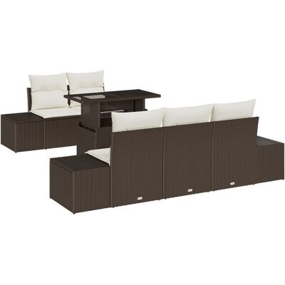 Zestaw sof ogrodowych vidaXL 6-częściowy Brązowy Rattan Stół na zewnątrz Zestaw sof ogrodowych vidaXL 6-częściowy Brązowy Rattan Stół na zewnątrz