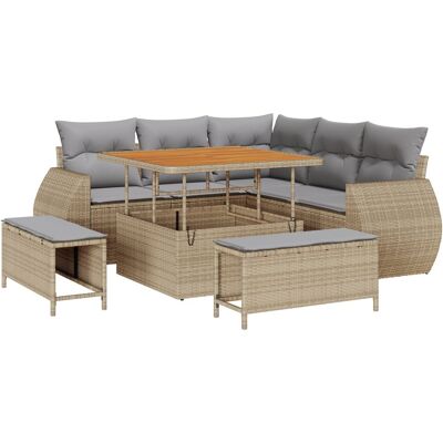 Zestaw sof ogrodowych vidaXL 8-elementowy z poduszkami beżowy rattan Zestaw sof ogrodowych vidaXL 8-elementowy z poduszkami beżowy rattan