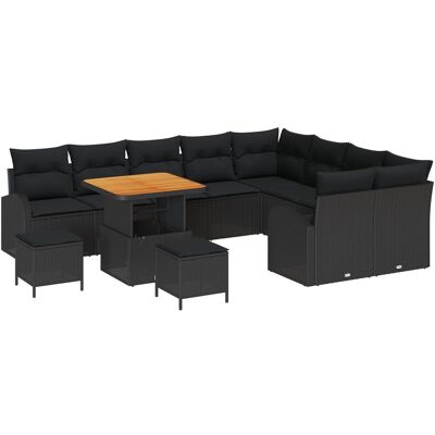 Zestaw sof ogrodowych vidaXL z poduszkami czarny polirattan akacja, Sofa ogrodowa dwuosobowa vidaXL z miejscem do przechowywania i poduszkami czarna.. Zestaw sof ogrodowych vidaXL z poduszkami czarny polirattan akacja, Sofa ogrodowa dwuosobowa vidaXL z miejscem do przechowywania i poduszkami czarna..