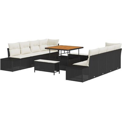 Zestaw sofy ogrodowej vidaXL w 11 częściach z poduszkami czarny poly rattan akacja, Sofa ogrodowa vidaXL z poduszkami czarny poly rattan, Zestaw do .. Zestaw sofy ogrodowej vidaXL w 11 częściach z poduszkami czarny poly rattan akacja, Sofa ogrodowa vidaXL z poduszkami czarny poly rattan, Zestaw do ..