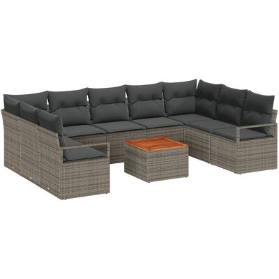 Zestaw sofy ogrodowej vidaXL z poduszkami w kolorze szarym, rattan i akacja, Sofa ogrodowa vidaXL na 2 osoby z miejscem na przechowywanie i poduszka.. Zestaw sofy ogrodowej vidaXL z poduszkami w kolorze szarym, rattan i akacja, Sofa ogrodowa vidaXL na 2 osoby z miejscem na przechowywanie i poduszka..