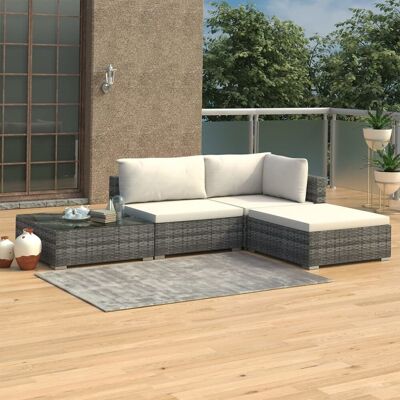 vidaXL Zestaw Mebli Ogrodowych - Szary Modułowy Zestaw Sofas vidaXL Zestaw Mebli Ogrodowych - Szary Modułowy Zestaw Sofas