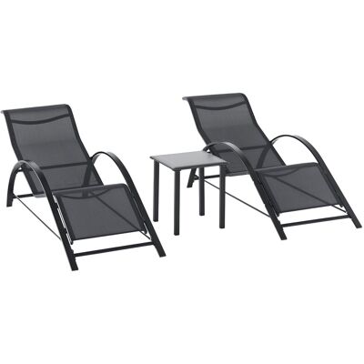 Zestaw wypoczynkowy Outsunny Garden Lounger, metalowa siatka, 3-częściowy. Leżak ze stolikiem kawowym, zestaw mebli ogrodowych z 2 leżakami i 1 stol.. Zestaw wypoczynkowy Outsunny Garden Lounger, metalowa siatka, 3-częściowy. Leżak ze stolikiem kawowym, zestaw mebli ogrodowych z 2 leżakami i 1 stol..