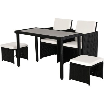 Zestaw wypoczynkowy Outsunny Polyrattan Zestaw ogrodowy 11-częściowy z poduszkami, czarny Zestaw wypoczynkowy Outsunny Polyrattan Zestaw ogrodowy 11-częściowy z poduszkami, czarny