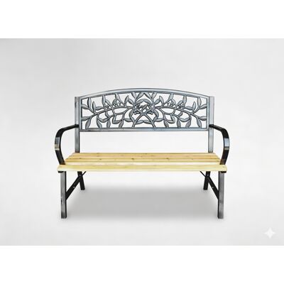 GardenLine Ławka Ogrodowa Parkowa Drewniana Metalowa Solidna Na Taras Do Ogrodu 120cm GardenLine Ławka Ogrodowa Parkowa Drewniana Metalowa Solidna Na Taras Do Ogrodu 120cm