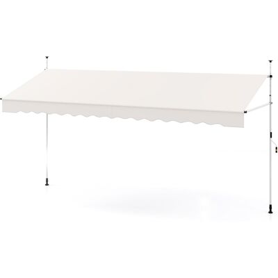 COSTWAY Markiza balkonowa 400 cm z ręczną korbą Markiza tarasowa biała COSTWAY Markiza balkonowa 400 cm z ręczną korbą Markiza tarasowa biała