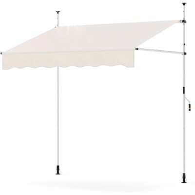 COSTWAY Markiza zaciskowa Markiza balkonowa z korbą ręczną 200 cm biała COSTWAY Markiza zaciskowa Markiza balkonowa z korbą ręczną 200 cm biała