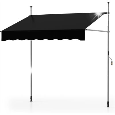 COSTWAY Markiza zaciskowa Markiza balkonowa z korbą ręczną 200 cm czarna COSTWAY Markiza zaciskowa Markiza balkonowa z korbą ręczną 200 cm czarna