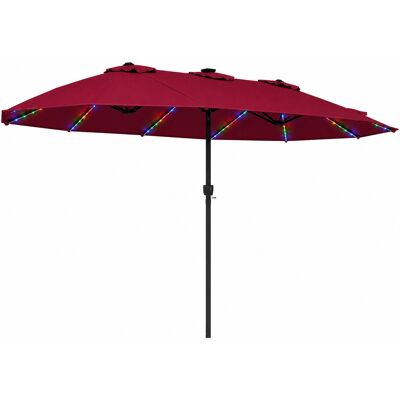 COSTWAY Podwójny Parasol Ogrodowy Z Solarnymi Lampkami Led Parasol Do Ogrodu COSTWAY Podwójny Parasol Ogrodowy Z Solarnymi Lampkami Led Parasol Do Ogrodu