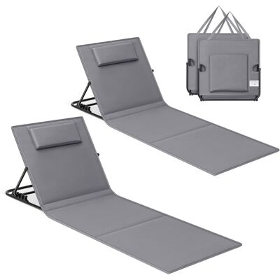 Songmics 2 X Składany Leżak Plażowy Turystyczny Regulowany Szary Songmics 2 X Składany Leżak Plażowy Turystyczny Regulowany Szary
