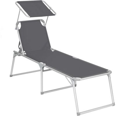 Songmics Leżak Ogrodowy Składany Z Daszkiem 200x65cm Szary 150kg Songmics Leżak Ogrodowy Składany Z Daszkiem 200x65cm Szary 150kg