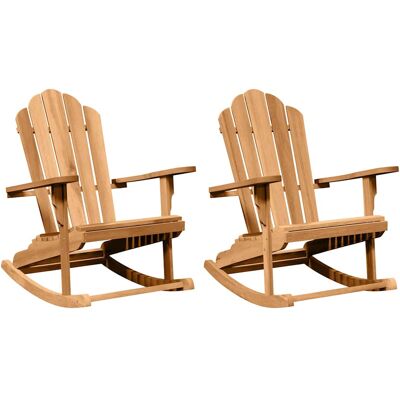 vidaXL Fotel bujany Adirondack 2 szt. Brązowy Lite drewno tekowe vidaXL Fotel bujany Adirondack 2 szt. Brązowy Lite drewno tekowe