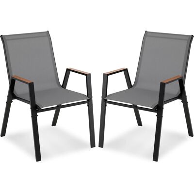 Amazon ZESTAW 2 KRZESEŁ OGRODOWYCH Z METALOWĄ RAMĄ CZARNO SZARE 88 X 66 X 56 CM Amazon ZESTAW 2 KRZESEŁ OGRODOWYCH Z METALOWĄ RAMĄ CZARNO SZARE 88 X 66 X 56 CM
