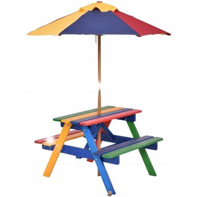 Inny producent Zestaw piknikowy dla dzieci Stół piknikowy + ławka + parasol Inny producent Zestaw piknikowy dla dzieci Stół piknikowy + ławka + parasol