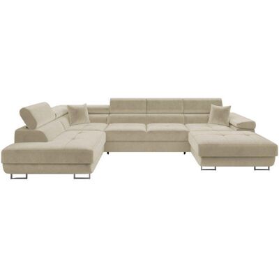 MUEBLES Jasnobrązowy Kanapa narożna - Mebel konwertowalny w kształt U MUEBLES Jasnobrązowy Kanapa narożna - Mebel konwertowalny w kształt U