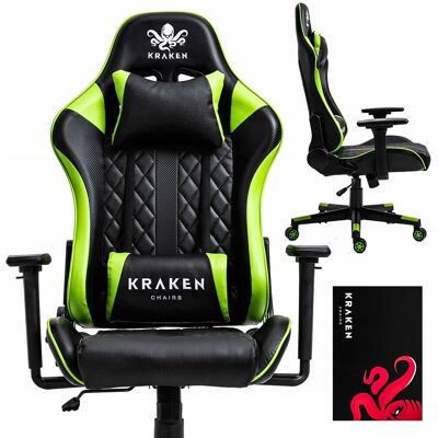 Kraken Chairs Fotel GAMINGOWY Krzesło Obrotowe KRAKEN HELIOS zielony czarny Kraken Chairs Fotel GAMINGOWY Krzesło Obrotowe KRAKEN HELIOS zielony czarny