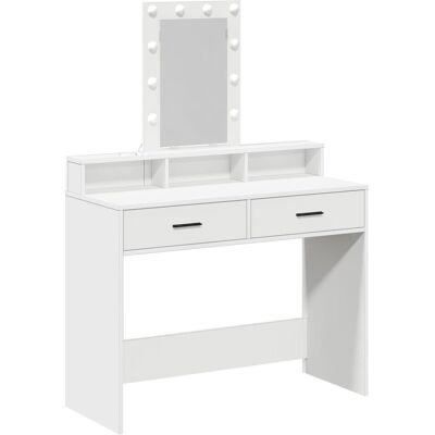 Szklana toaletka MDF biała Vidaxl - Nowoczesny design i dużo miejsca do przechowywania Szklana toaletka MDF biała Vidaxl - Nowoczesny design i dużo miejsca do przechowywania