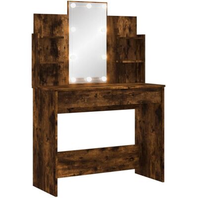 vidaXL Toaletka z oświetleniem LED, przydymiony dąb, 96x40x142 cm vidaXL Toaletka z oświetleniem LED, przydymiony dąb, 96x40x142 cm