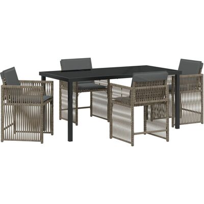 vidaXL - 5-Piece Garden Dining Set - Szary - PE rattan - Zestaw jadalny do ogrodu vidaXL - 5-Piece Garden Dining Set - Szary - PE rattan - Zestaw jadalny do ogrodu