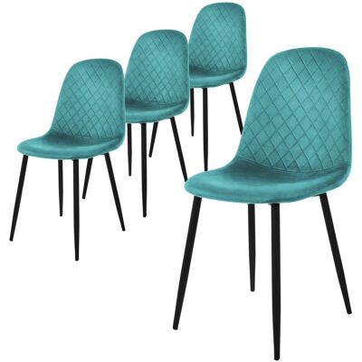 ML-DESIGN Zestaw 4 Ciemnozielonych Aksamitnych Krzeseł Do Jadalni Z Czarnymi Nogami ML-DESIGN Zestaw 4 Ciemnozielonych Aksamitnych Krzeseł Do Jadalni Z Czarnymi Nogami