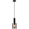 LAMPA wisząca SARDO RAIN PND-5581-1-BK+RNSG Italux loftowa OPRAWA szklany ZWIS tuba z efektem deszczu przydymiona