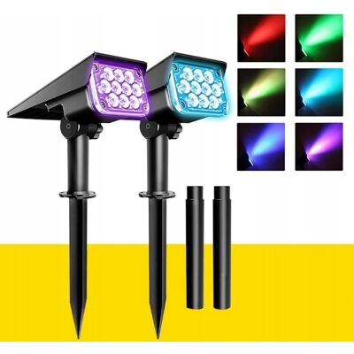 Inny producent 2 sztuki Lampa ogrodowa solarna LED reflektor oświetlenie ze szpikulcem Inny producent 2 sztuki Lampa ogrodowa solarna LED reflektor oświetlenie ze szpikulcem