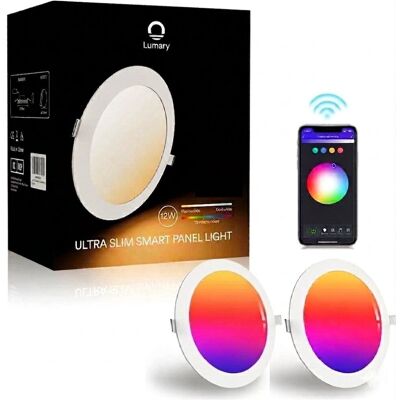 Inny producent 2x Oczko sufitowe LED Reflektor wpuszczany Slim 12W 170mm BIAŁY + RGB Inny producent 2x Oczko sufitowe LED Reflektor wpuszczany Slim 12W 170mm BIAŁY + RGB