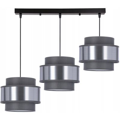Inny producent 3-Punktowa Lampa Wisząca nad Stół Czarna Abażur Szary Srebrny HARE sufitowa Inny producent 3-Punktowa Lampa Wisząca nad Stół Czarna Abażur Szary Srebrny HARE sufitowa