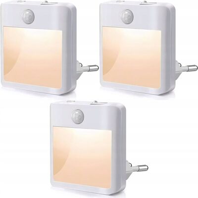 Inny producent 3x Nocna Lampka schody korytarz LED Czujnik Ruchu Inny producent 3x Nocna Lampka schody korytarz LED Czujnik Ruchu