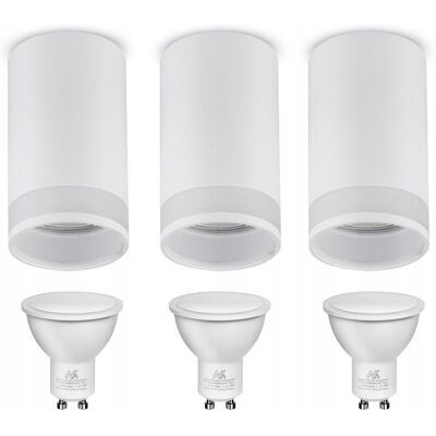 Maclean 3x oprawa aluminiowa natynkowa tuba spot biała sufitowa 7W LED GU10 Maclean 3x oprawa aluminiowa natynkowa tuba spot biała sufitowa 7W LED GU10