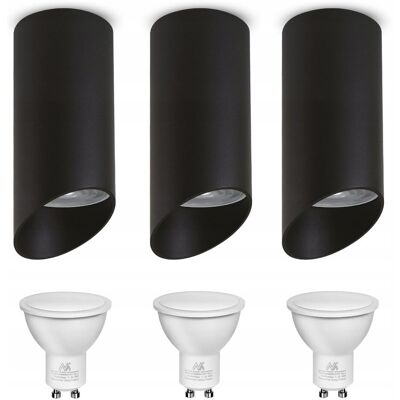Maclean 3x oprawa natynkowa tuba spot aluminiowa sufitowa led do kuchni czarna 7W Maclean 3x oprawa natynkowa tuba spot aluminiowa sufitowa led do kuchni czarna 7W