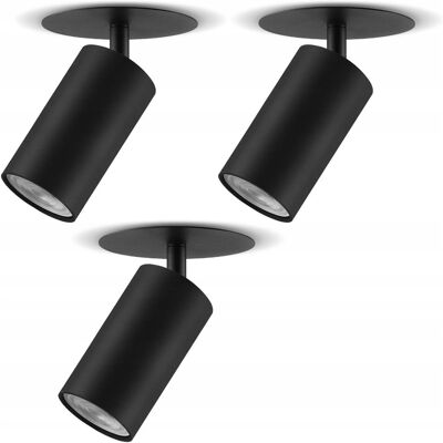 Maclean 3x oprawa sufitowa aluminiowa podtynkowa czarna tuba led ruchoma 7W GU10 Maclean 3x oprawa sufitowa aluminiowa podtynkowa czarna tuba led ruchoma 7W GU10