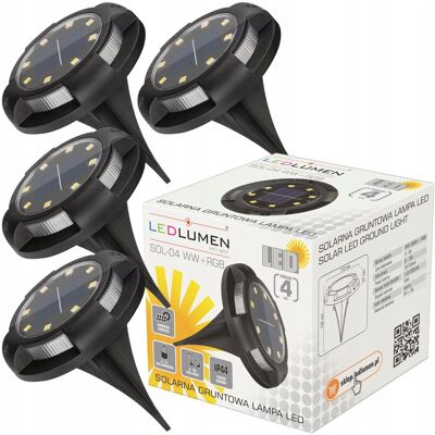 LEDLUMEN 4x LAMPA SOLARNA OGRODOWA WBIJANA LED GRUNTOWA DYSK CZUJNIK ZMIERZCHU LEDLUMEN 4x LAMPA SOLARNA OGRODOWA WBIJANA LED GRUNTOWA DYSK CZUJNIK ZMIERZCHU