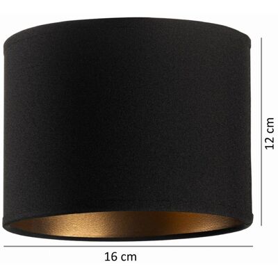 Tornado Abażur do lampy okrągły walec tuba 16 cm czarno-złoty Tornado Abażur do lampy okrągły walec tuba 16 cm czarno-złoty