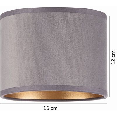 Tornado Abażur do lampy okrągły walec tuba 16 cm welurowy szaro-złoty Tornado Abażur do lampy okrągły walec tuba 16 cm welurowy szaro-złoty