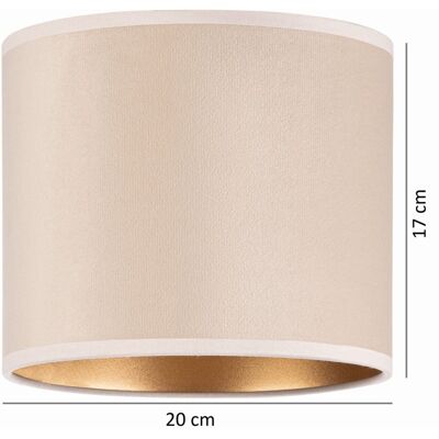Tornado Abażur do lampy okrągły walec tuba 20 cm welurowy beżowo-złoty Tornado Abażur do lampy okrągły walec tuba 20 cm welurowy beżowo-złoty