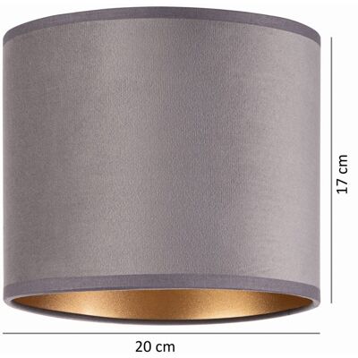 Tornado Abażur do lampy okrągły walec tuba 20 cm welurowy szaro-złoty Tornado Abażur do lampy okrągły walec tuba 20 cm welurowy szaro-złoty