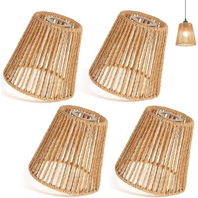 Inny producent Abażur rattanowy w stylu boho, 4 sztuki, E27, abażury do lampy stołowej, lampy wiszącej, lampa stojąca, lampa sufitowa, papierowy, zapasowy klosz do.. Inny producent Abażur rattanowy w stylu boho, 4 sztuki, E27, abażury do lampy stołowej, lampy wiszącej, lampa stojąca, lampa sufitowa, papierowy, zapasowy klosz do..