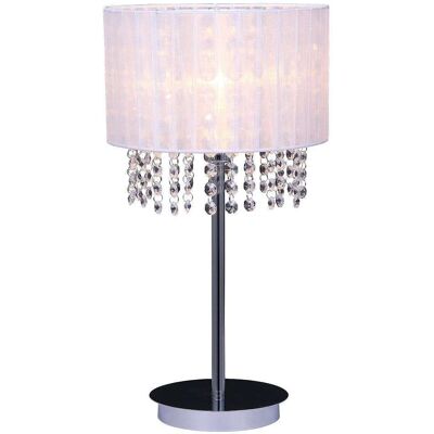 Abażurowa LAMPA glamour ASTRA MTM1953/1 WH Italux stojąca LAMPKA nocna stołowa okrągła kryształki crystal biała Abażurowa LAMPA glamour ASTRA MTM1953/1 WH Italux stojąca LAMPKA nocna stołowa okrągła kryształki crystal biała