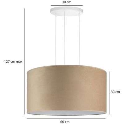 Inny producent Biała duża lampa wisząca z abażurem XL 60 cm welurowym cappuccino industrialna loft Inny producent Biała duża lampa wisząca z abażurem XL 60 cm welurowym cappuccino industrialna loft