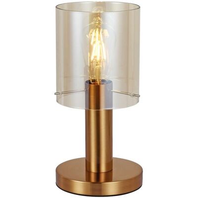 Biurkowa LAMPA loftowa SARDO TB-5581-1-BRO+AMB Italux skandynawska LAMPKA biurkowa tuba stojąca szklana mosiądz bursztynowa Biurkowa LAMPA loftowa SARDO TB-5581-1-BRO+AMB Italux skandynawska LAMPKA biurkowa tuba stojąca szklana mosiądz bursztynowa