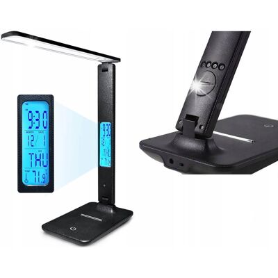 ART BIURKOWA LAMPKA LED REGULOWANA SZKOLNA BIURKO WYŚWIETLACZ LCD USB ZEGAREK ART BIURKOWA LAMPKA LED REGULOWANA SZKOLNA BIURKO WYŚWIETLACZ LCD USB ZEGAREK