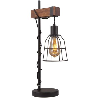 Biurkowa LAMPKA retro REDA TB-4793-1-L Italux stojąca LAMPA stołowa industrialna klatka drewno czarna Biurkowa LAMPKA retro REDA TB-4793-1-L Italux stojąca LAMPA stołowa industrialna klatka drewno czarna